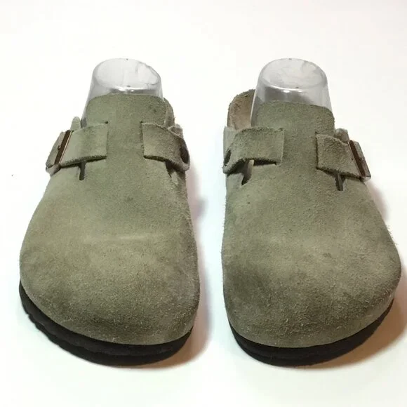 Birkenstock Boston Soft Footbed Clog Velvety Suede Leather Taupe Men's Size 11 - Picture 2 of 10